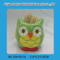Lovely owl designed ceramic toothpick box